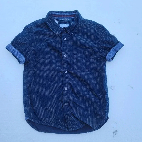 Lot of 2 Cactus Boys Shirt Boy White Navy SLIM FIt Print Button Down Shirt Sz 4 - Picture 6 of 7
